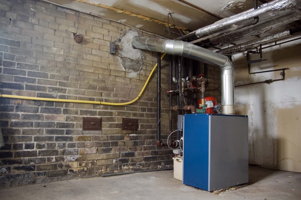 boiler in  basement / industrial dirty grunge background /